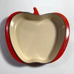 Creuset Enameled Cast Iron Red Apple Shaped Baking Cooking Pan Dish. Fixed Price $159.99.