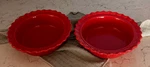Chantal Stoneware Red Orange Individual Pie Dish Set Of 2 Wide Fluted Rim 6.5". Fixed Price $18.00.