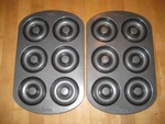 Set Of 2 Wilton 6-CAVITY Pans, Makes Individual Full-sized 3/4" Donuts. Fixed Price $20.00.