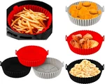 Samnate 3PCS Air Fryer Liners Reusable - Silicone 8 Inch, Pink+black+red+grey. Fixed Price $18.97.