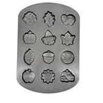 Wilton Harvest Fall Muffin Pan 12 Cavity Gray Non-stick Pumpkin Leaf Turkey Tin. Fixed Price $15.00.
