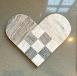 Creative Co-op Marble Heart Cutting Board Gray White Checkered Quarry Stone 12". Fixed Price $22.00.