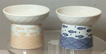 Tamaykim Tilted Ceramic Elevated Cat Bowls - Orange/blue, Set Of 2. Fish & Ocean. Fixed Price $19.45.