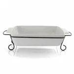Gibson Elite 2 Piece Rectangle 15.5 Inch Stoneware Bakeware With Metal Rack. Fixed Price $26.01.