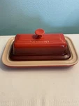 Creuset Heritage Butter Dish Cerise Red Excellent Condition. Fixed Price $39.99.