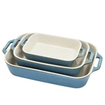 Staub Ceramic 3-PC Rectangular Baking Dish Set Rustic Turquoise. Fixed Price $149.31.