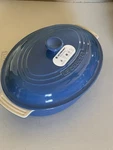 Creuset Stoneware Classic Covered Oval Casserole Harmonic Blue 1.8QT Second. Fixed Price $69.00.