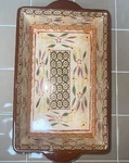 Temptations Old World Orange/brown Baking Dish Casserole 11X7 2.5QT W/lid. Fixed Price $19.99.