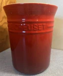 Le Creuset France Ombre Red Cerise Utensil Holder Storage 6"T, 4.75"D, #0716. Fixed Price $47.99.