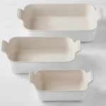 Le Creuset Heritage Stoneware Open Rectangular Baking Dishes Of 3 Oven Safe. Fixed Price $79.99.