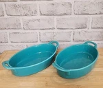 Bruntmor 8"X5" Oval Ceramic Deep Dish Pie Pan Teal Set Of 2. Fixed Price $19.00.