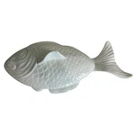 Vintage Large White American Ceramic Oven Fish Shaped Lidded Casserole Dish 21". Fixed Price $89.95.