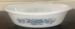 Vintage Glasbake Blue Onion Pattern J235 Oval Milk Glass Casserole Dish 1 Qt Usa. Fixed Price $24.95.