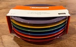 Le Creuset Stoneware Rainbow Multicolor Of 6 Side Salad Plates 8 " 22 Cm. Fixed Price $124.99.