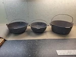 3 Cast Iron Pots Griswold 9 Dutch Cracked, 2 Bowl & No Name. Fixed Price $125.00.