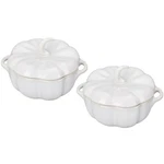 Bake Charming Individual Portions - Staub 2 Pc Pumpkin Cocotte Set. Fixed Price $154.99.