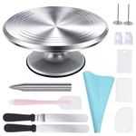 12 Inch Aluminum Cake Turntable With Pc Decorating Kit Baking Tools Set. Fixed Price $37.99.