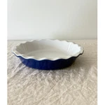 Emile Henry Pie Dish 9IN Blue Ruffled Scalloped Edge Ceramic Stoneware France. Fixed Price $35.00.