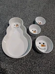 Chantal Snowman Ramekins Baking Casserole Dish Set 2 Quart - Cups 1 Rare. Fixed Price $34.98.