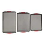 Goodcook Megagrip Set Of 3 Nonstick Cookie Sheets, Silicone Handles - Gray. Fixed Price $32.66.
