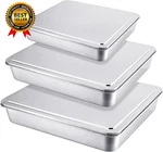 Set Stainless Steel Cake Pan With Lid 13/11/9 Inch Rectangle Sheet Baking. Fixed Price $52.63.