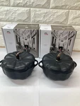 Staub Ceramic Pumpkin Cocotte Dishwasher Safe Black Set Of 2 With Box Unused. Fixed Price $157.48.