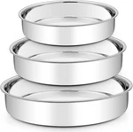 Teamfar Cake Pan, Stainless Steel Round Baking Tier Pans Set, 8''. Fixed Price $32.58.