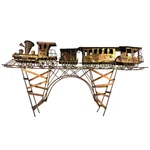 Vtg Welded Metal Old Antique Train & Railroad Bridge Art Wall Decor Sculpture. Fixed Price $125.99.