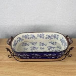Temp-tations By Tara Floral Lace 3QT Oval Baker Cobalt Blue With Rack And Lid. Fixed Price $29.95.