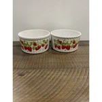 Vtg Action Microwave Strawberry Collection Stoneware Souffl Ramekins (set Of 2). Fixed Price $10.00.