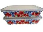 Set Of 2 Pioneer Woman Heritage Floral Ceramic Bakers W/ Cover 9 X 13. Fixed Price $140.00.