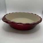 Pampered Chef Family Heritage Stoneware Cranberry Scalloped 9 Pie Plate. Fixed Price $28.95.
