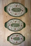 3 Temptations By Tara Old World Poinsettia Christmas Oval/round Serving Platters. Fixed Price $39.99.