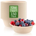 150 Pack 12 Oz Compostable Bowls Small Disposable Soup Natural Sugarcan.... Fixed Price $28.39.