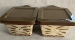 2 Temptations Presentable Ovenware Tara Old World Square Ramekins W/lids Brown. Fixed Price $7.49.