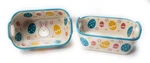 Temp-tations S/2 Mini Loaf Pans, Rectangle Ramekins,handles, Egg Hunt T49984. Fixed Price $7.98.