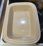 Creuset Cerise Red Enameled Stoneware 12 Rectangular Baking Dish 09-01. Fixed Price $45.99.