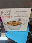 Wolfgang Puck 3 Qt Stainless Steel Covered Casserole Baking Dish. Fixed Price $20.00.