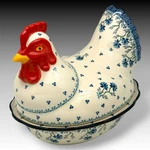 Lrg Ceramika Artystyczna Polish Pottery Hen Covered Baker Blue Grapevine Read. Fixed Price $142.89.