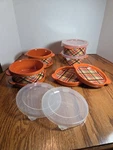 Temp-tations By Tara Set Of 4 Harvest Plaid Thanksgiving Bakeware Ovenware 10 Oz. Fixed Price $55.99.