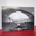 Godinger 1 Qt Covered Porcelain Baker W/ Warmer Stand New Box. Fixed Price $31.99.