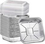 Findful (35 Pack) 8X8 Aluminum Pans With Clear Inches, Silver. Fixed Price $48.24.