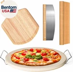 5 Pcs Round Pizza Stone Set, 13" For Oven And Grill With Peel(. Fixed Price $54.18.