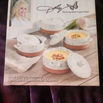 Dolly Parton Speckled Stoneware Casserole Soup Dip Dishes Set Of 4 With Lids. Fixed Price $20.00.