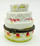 Porcelain Tiered Wedding Cake With Ring Trinket Box Made China. Fixed Price $10.00.
