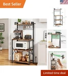 Bakers Rack With Power Outlet, Kitchen Shelves Microwave Stand Wire Grid.... Fixed Price $122.30.