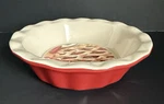 Good Cook Oven Fresh Stoneware Personal Pie Dish Red & Cream Scalloped 5 1/2". Fixed Price $11.00.
