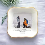 Custom Proposal Portrait Ring Dish, Engaged Jewelry Tray, Personalize Couple. Fixed Price $12.99.