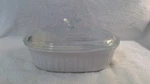 Vintage Corningware French White 1-1/2 1.4L Oval Baking Dish W/pyrex F12C Lid. Fixed Price $28.99.