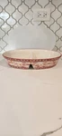 Temp-tations World Red/canberry Divided Oval Casserole Lid,trivet & Holder. Fixed Price $39.99.